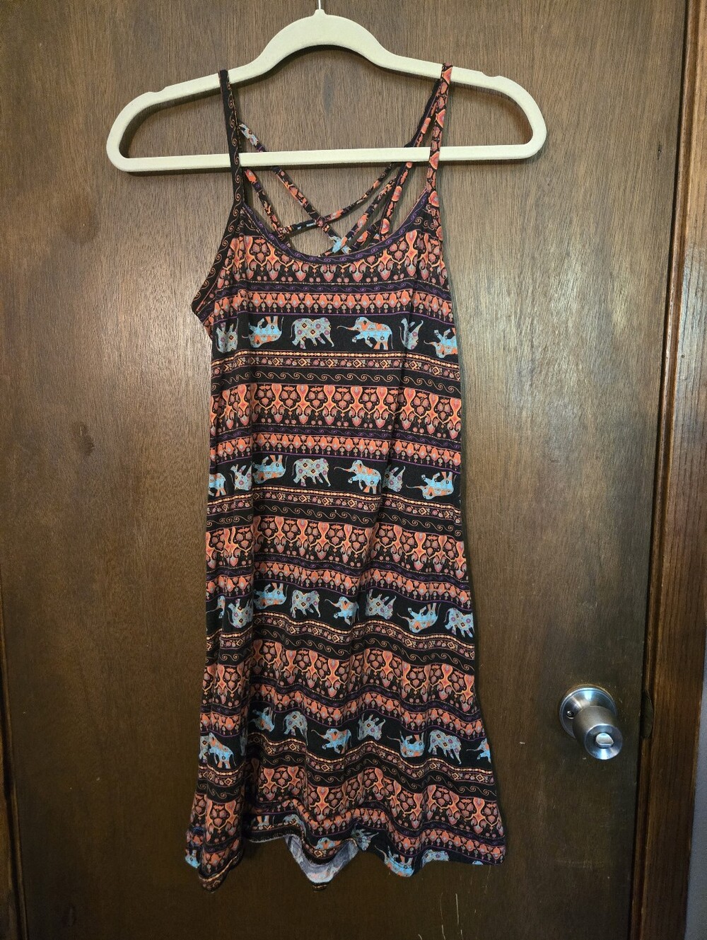 Xhilaration Black and Orange Elephant Print Mini Dress